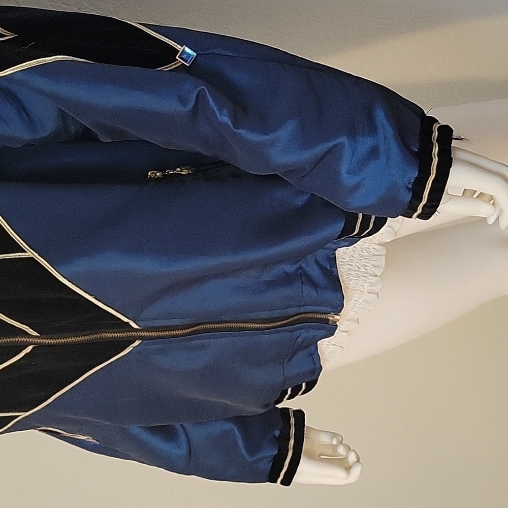 VTG IVANA 1980s Velour Embellished Spider Web Bomber Goth Track Jacket - Picture 5 of 12
